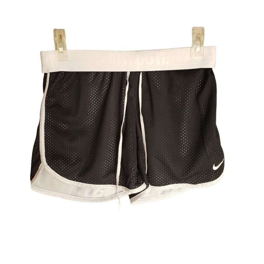Vtg Nike Dri-Fit Womens S Mesh Athletic Shorts Black White Fold Down JDI Sports
